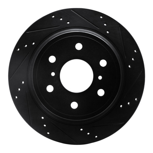 R1 97-02 Ford F-250 2WD (Excl Super Duty) Front Right Drilled & Slotted Black Brake Rotor