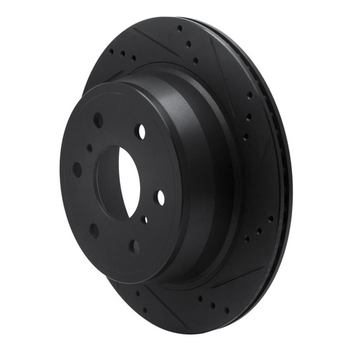 R1 97-02 Ford F-250 2WD (Excl Super Duty) Front Right Drilled & Slotted Black Brake Rotor