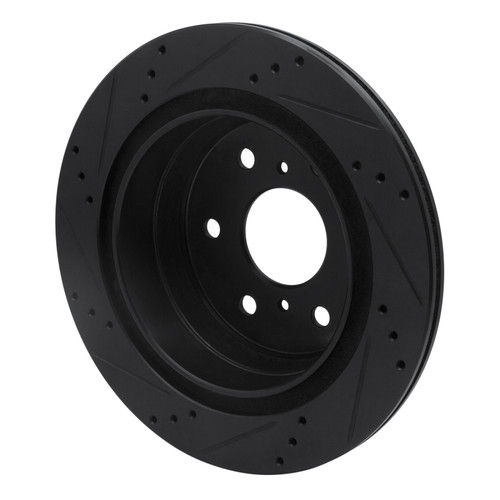 R1 97-02 Ford F-250 2WD (Excl Super Duty) Front Right Drilled & Slotted Black Brake Rotor