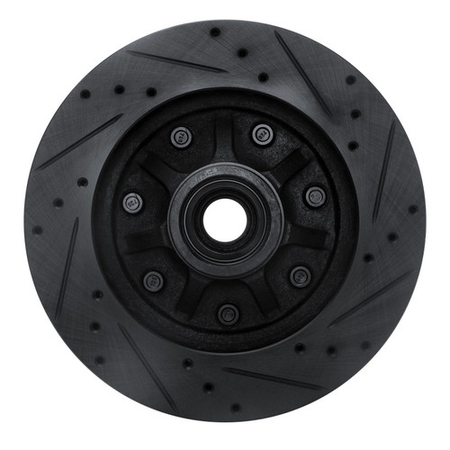 R1 97-02 Ford F-250 2WD (Excl Super Duty) Front Left Drilled & Slotted Black Brake Rotor