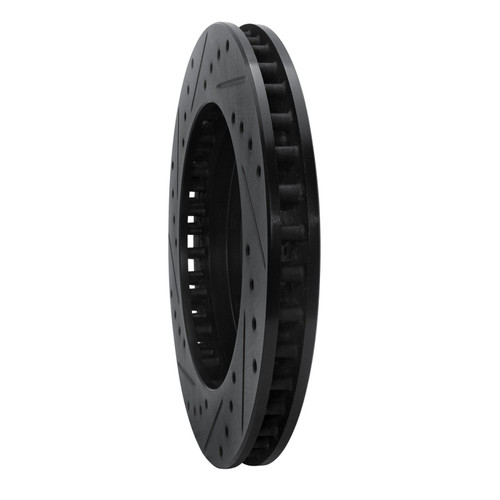 R1 97-04 Ford F-150 4WD Front Right Drilled & Slotted Black Brake Rotor