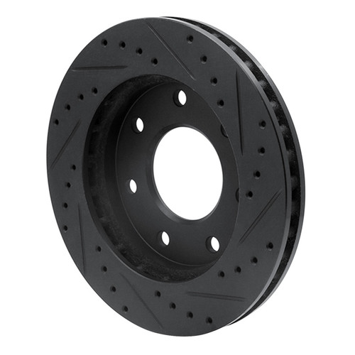 R1 97-04 Ford F-250 4WD (Excl Super Duty) Front Left Drilled & Slotted Black Brake Rotor