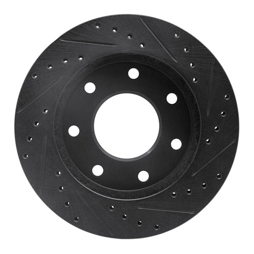 R1 97-04 Ford F-250 4WD (Excl Super Duty) Front Left Drilled & Slotted Black Brake Rotor