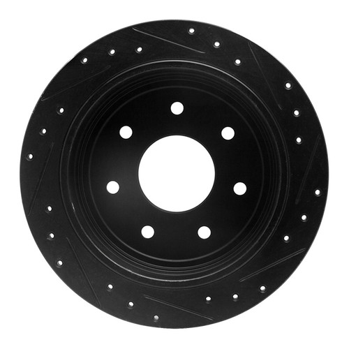 R1 97-04 Ford F-150 4WD Rear Left Drilled & Slotted Black Brake Rotor