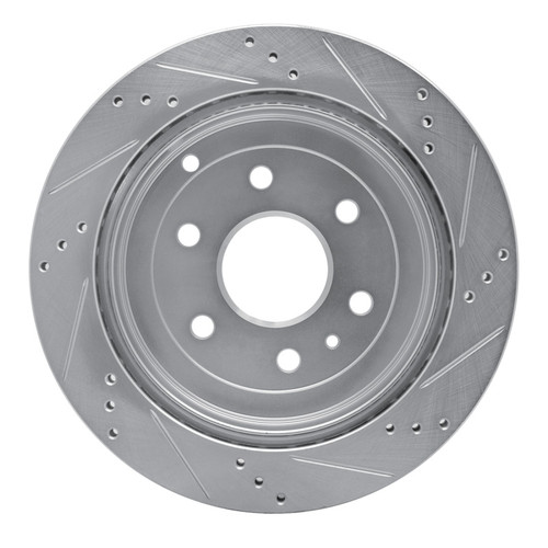 R1 07-17 Buick Enclave Rear Left Drilled & Slotted Silver Brake Rotor