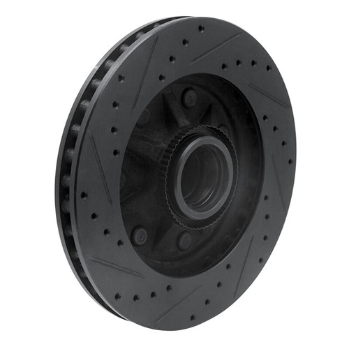 R1 97-04 Ford F-150 RWD Front Right Drilled & Slotted Black Brake Rotor
