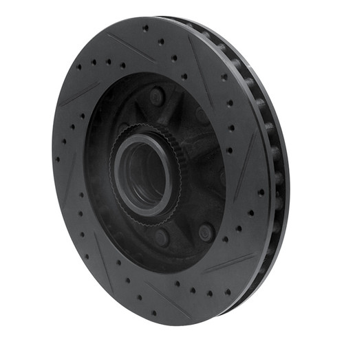 R1 97-04 Ford F-250 2WD (Excl Super Duty) Front Left Drilled & Slotted Black Brake Rotor