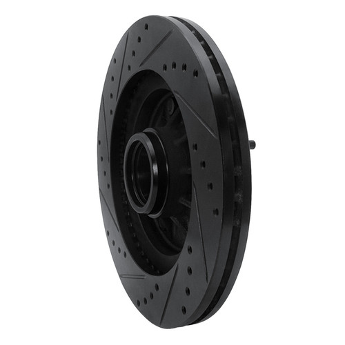 R1 97-99 Ford F-150 RWD Front Right Drilled & Slotted Black Brake Rotor