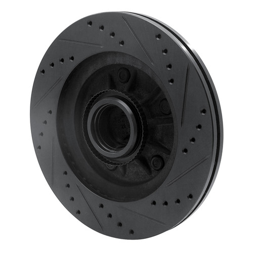 R1 97-99 Ford F-150 RWD Front Left Drilled & Slotted Black Brake Rotor ECB-54145L