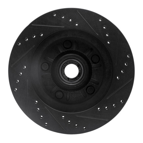 R1 97-99 Ford F-150 RWD Front Left Drilled & Slotted Black Brake Rotor ECB-54145L