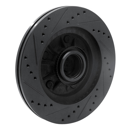 R1 97-99 Ford F-150 RWD Front Right Drilled & Slotted Black Brake Rotor ECB-54145R