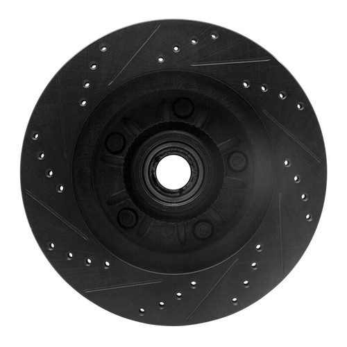 R1 97-99 Ford F-150 RWD Front Right Drilled & Slotted Black Brake Rotor ECB-54145R