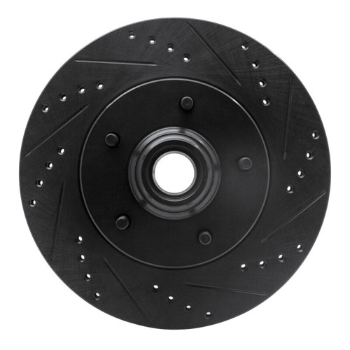 R1 97-99 Ford F-150 RWD Front Right Drilled & Slotted Black Brake Rotor ECB-54145R