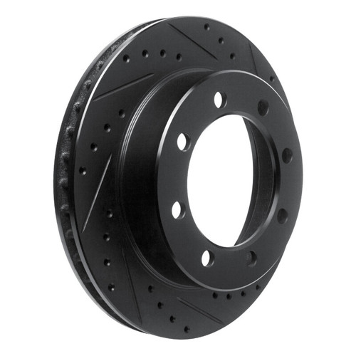 R1 95-99 Ford F-350 4WD (Excl Super Duty) Front Right Drilled & Slotted Black Brake Rotor
