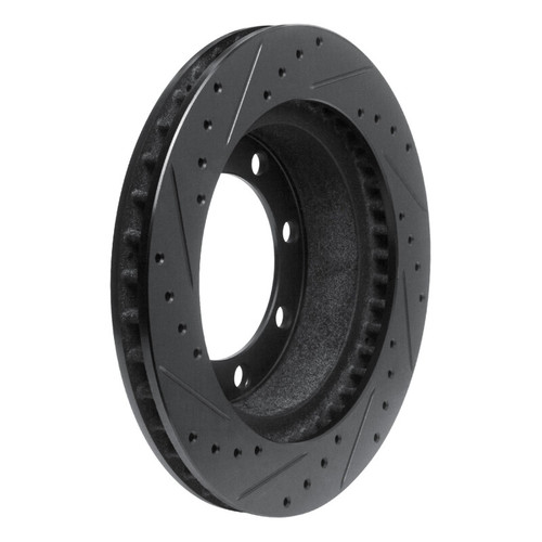 R1 95-99 Ford F-350 4WD (Excl Super Duty) Front Right Drilled & Slotted Black Brake Rotor