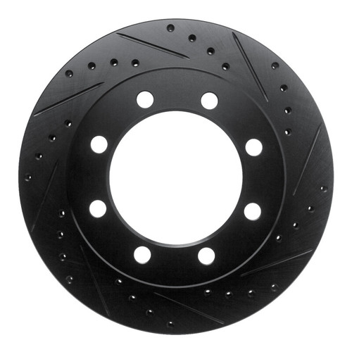 R1 95-99 Ford F-350 4WD (Excl Super Duty) Front Right Drilled & Slotted Black Brake Rotor