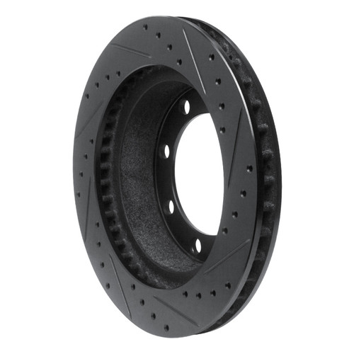 R1 95-99 Ford F-250 4WD (Excl Super Duty) Front Left Drilled & Slotted Black Brake Rotor