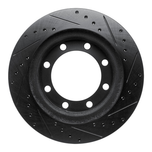 R1 95-99 Ford F-250 4WD (Excl Super Duty) Front Left Drilled & Slotted Black Brake Rotor