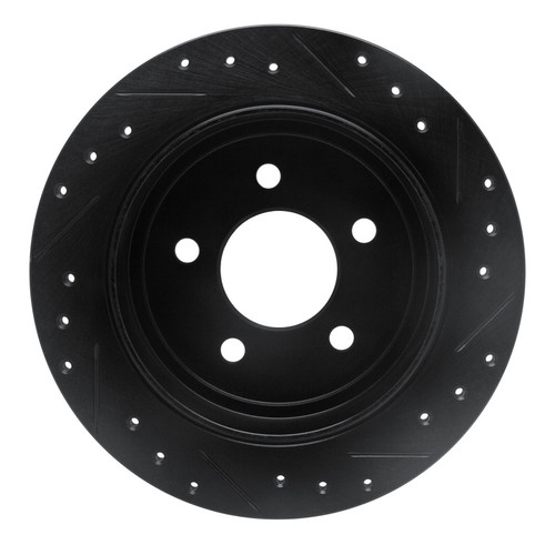 R1 95-02 Ford Explorer Sport Rear Left Drilled & Slotted Black Brake Rotor