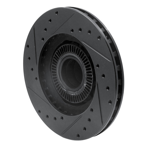 R1 95-11 Ford Explorer Front Right Drilled & Slotted Black Brake Rotor