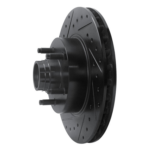 R1 95-11 Ford Explorer Front Left Drilled & Slotted Black Brake Rotor