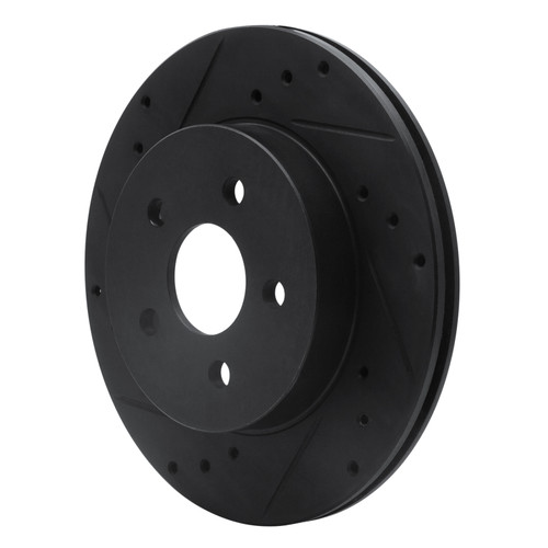 R1 88-88 Pontiac Fiero Front/Rear Left Drilled & Slotted Black Brake Rotor