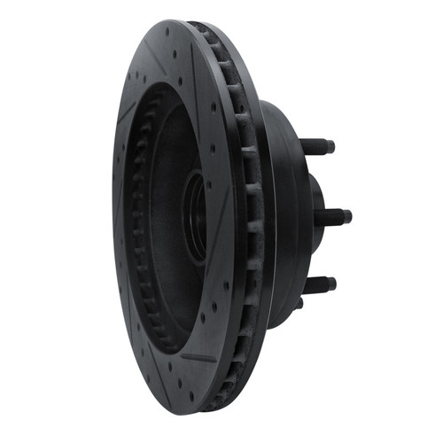 R1 95-07 Ford E-350 Econoline Club Wagon Front Left Drilled & Slotted Black Brake Rotor