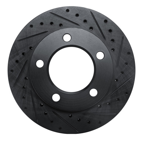 R1 94-96 Ford F-150 4WD Front Right Drilled & Slotted Black Brake Rotor