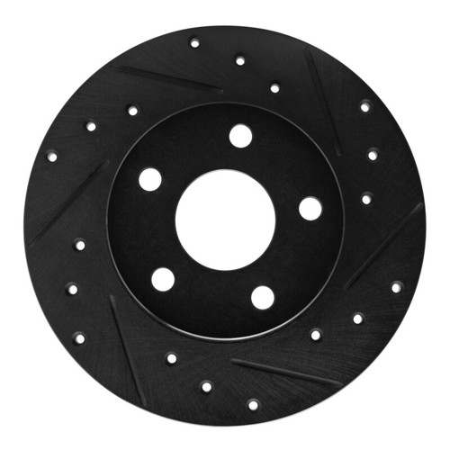 R1 84-87 Pontiac Fiero Rear Right Drilled & Slotted Black Brake Rotor