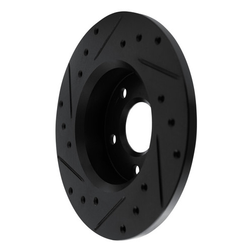 R1 84-87 Pontiac Fiero Rear Right Drilled & Slotted Black Brake Rotor