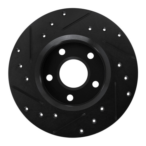 R1 84-87 Pontiac Fiero Rear Right Drilled & Slotted Black Brake Rotor
