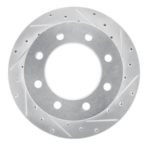 R1 01-10 Chevrolet Silverado 3500 HD Rear Right Drilled & Slotted Silver Brake Rotor