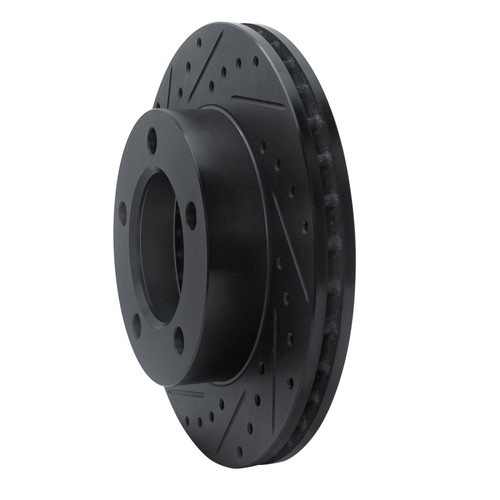 R1 94-96 Ford F-150 4WD Front Left Drilled & Slotted Black Brake Rotor