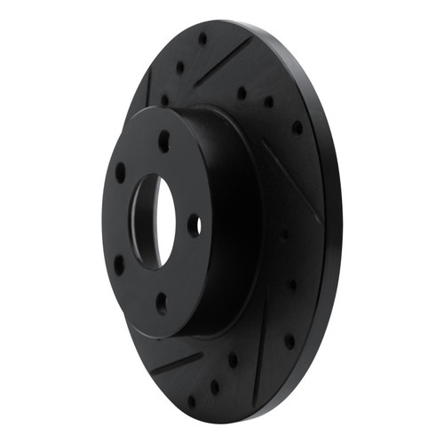 R1 84-87 Pontiac Fiero Rear Left Drilled & Slotted Black Brake Rotor