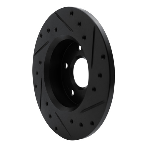 R1 84-87 Pontiac Fiero Rear Left Drilled & Slotted Black Brake Rotor