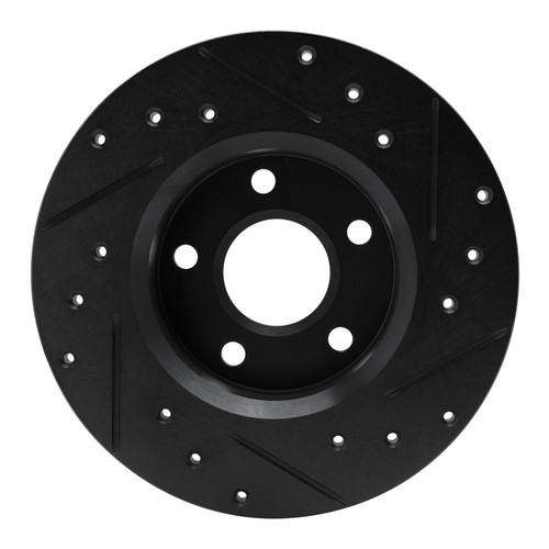 R1 84-87 Pontiac Fiero Rear Left Drilled & Slotted Black Brake Rotor