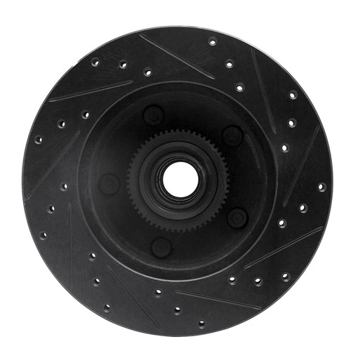 R1 94-03 Ford E-150 Econoline Front Left Drilled & Slotted Black Brake Rotor