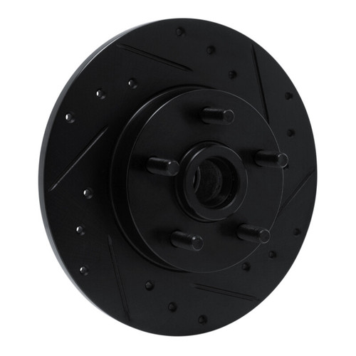 R1 84-87 Pontiac Fiero Front Right Drilled & Slotted Black Brake Rotor