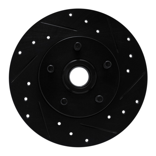 R1 84-87 Pontiac Fiero Front Right Drilled & Slotted Black Brake Rotor