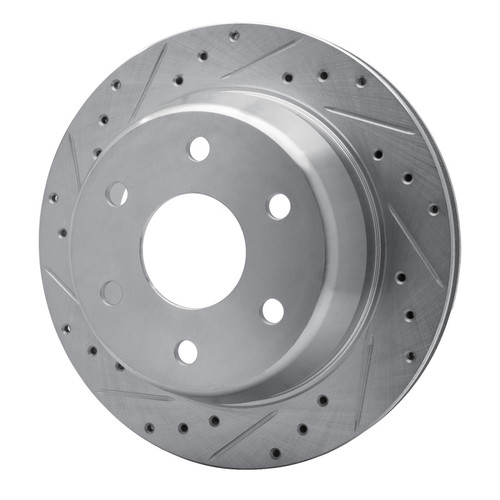 R1 00-14 Cadillac Escalade Rear Left Drilled & Slotted Silver Brake Rotor