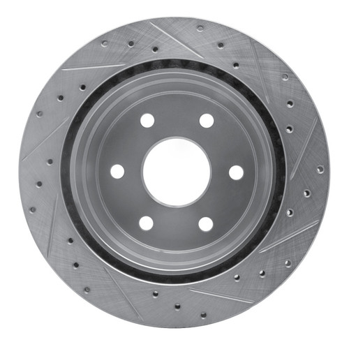 R1 00-14 Cadillac Escalade Rear Left Drilled & Slotted Silver Brake Rotor