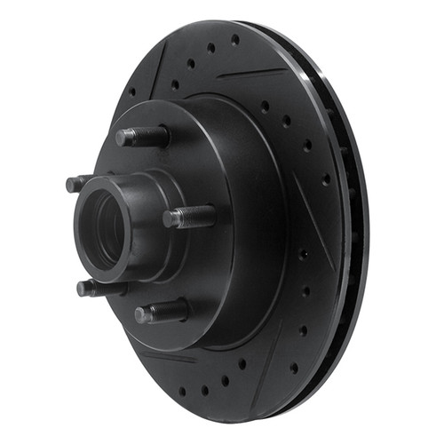 R1 86-92 Ford Bronco II Front Left Drilled & Slotted Black Brake Rotor