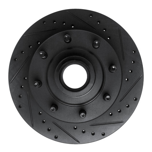 R1 86-94 Ford E-250 Econoline Club Wagon Front Right Drilled & Slotted Black Brake Rotor