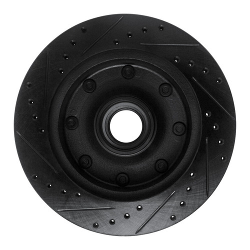 R1 86-94 Ford E-250 Econoline Club Wagon Front Right Drilled & Slotted Black Brake Rotor