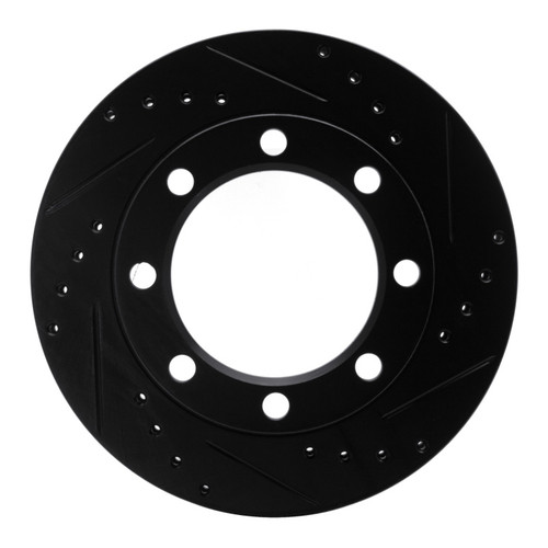 R1 71-91 Chevrolet P30 Van Front Right Drilled & Slotted Black Brake Rotor