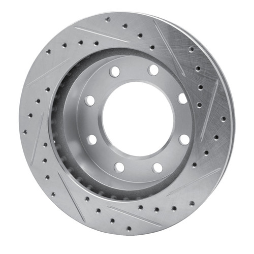 R1 99-20 Cadillac DeVille Front Left Drilled & Slotted Silver Brake Rotor