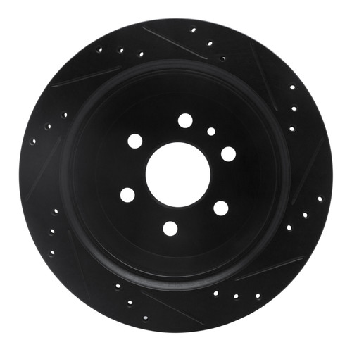 R1 15-20 Chevrolet Colorado Rear Left Drilled & Slotted Black Brake Rotor