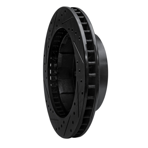 R1 80-94 Ford F-350 4WD (Excl Super Duty) Front Right Drilled & Slotted Black Brake Rotor