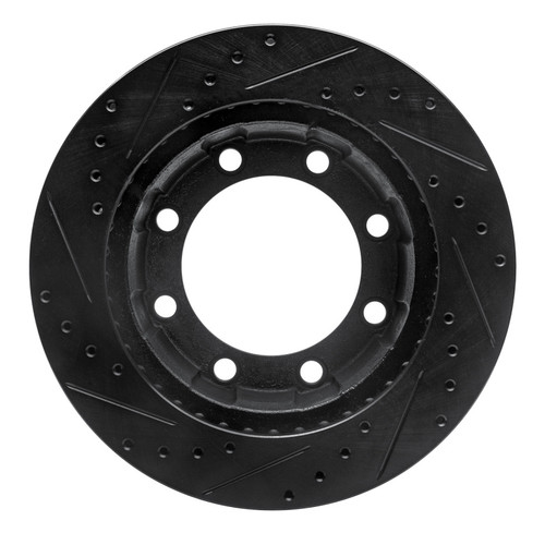 R1 80-94 Ford F-350 4WD (Excl Super Duty) Front Right Drilled & Slotted Black Brake Rotor