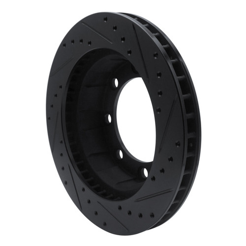 R1 80-94 Ford F-250 4WD (Excl Super Duty) Front Left Drilled & Slotted Black Brake Rotor